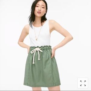 J Crew NWT Khaki Green Tie Waist Pull On Skirt, S